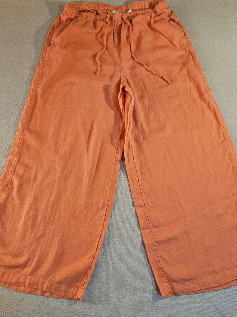 Calypso St Barth Persimmon Linen Wide Leg Pants Drawstring L NWOT Resort